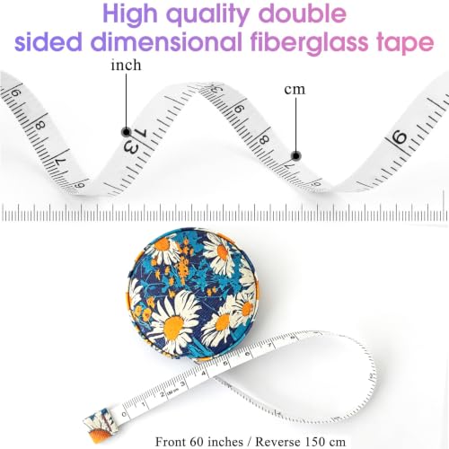 Body Measuring Tape for Body Cloth Tape Measure Fabric Tailors Sewing Medical Measurements TapeLeather Tape Measure Retractable Dual Sided Ruler (Sea Bloom) - color: Sea Bloom