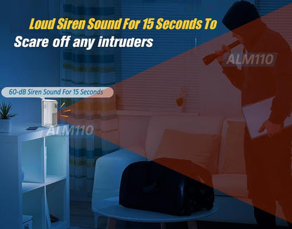 Portable Indoor PIR Motion-Activated Alarm - 90 db Siren Sound