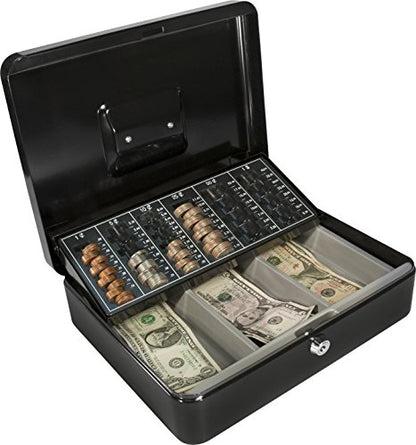 Barska Metal Cash Lock Box for Security Money Bill Storage Organizer - 12" Key Lock Coin Tray - size: 12 Inch, style: Coin Tray