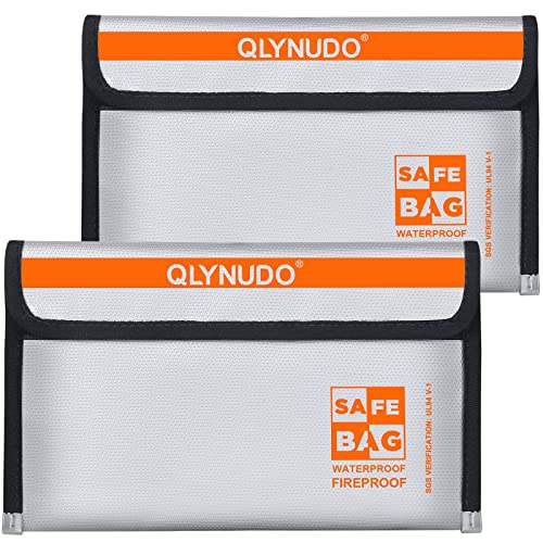 Small Fire Proof Travel Document Pouch, Birth Certificate Holder 2-Pack - color: small-grey+small-grey
