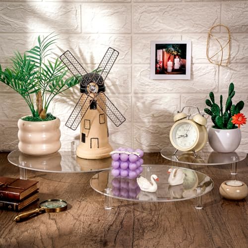 Lineshading 3 Pcs Round Acrylic Riser, Clear Round Display Stands - size: 8'',10'',12'', style: Round