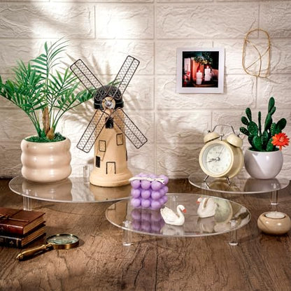Lineshading 3 Pcs Round Acrylic Riser, Clear Round Display Stands - size: 8'',10'',12'', style: Round
