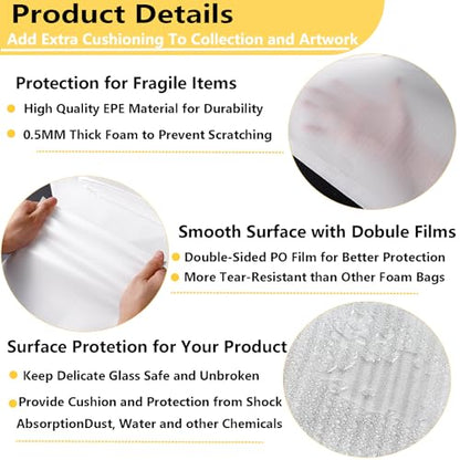 12”x16” 100Pack Foam Pouches, Large Moving Supplies for Packing Dishes Artwork, 0.5MM Thick Cushion Foam Bags for Storing Shipping Breakables, fragile Padding Material Sleeves for Fragile Plates China - size: 12"X16"-100PACK