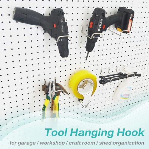 Square Pegboard Hooks 12pcs Dual-Brace Flat L Racks Peg Board (Silver) - color: Silver