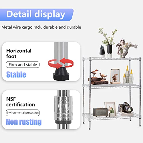 FDW | 3-Tier Wire Shelf | 23" x 13" x 30" | Chrome - color: Chrome, size: 23×13×30