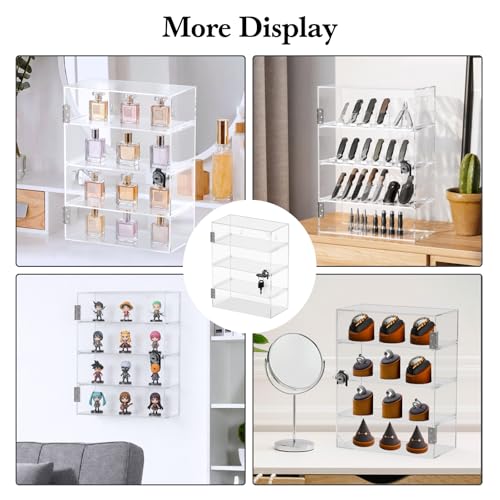 CHONOVO 4 Tier Acrylic Display Case, Clear Countertop Cabinet with Lock - size: 4 Tier