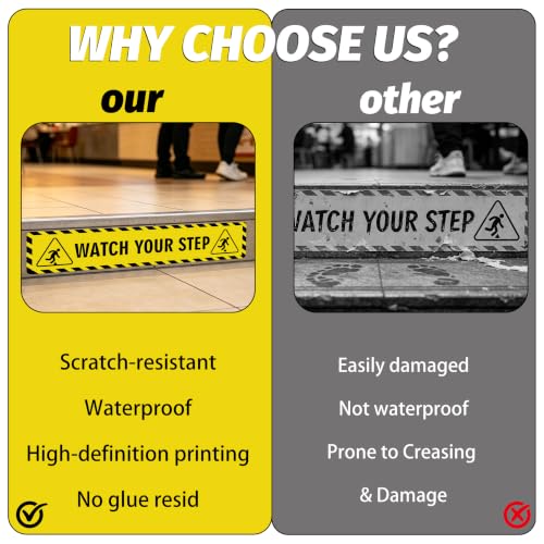 Watch Your Step Sign Sticker, 2 Pack 14 x 2.7 Inch Floor Warning Decal - color: Watch Your Step 579