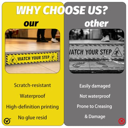 Watch Your Step Sign Sticker, 2 Pack 14 x 2.7 Inch Floor Warning Decal - color: Watch Your Step 579
