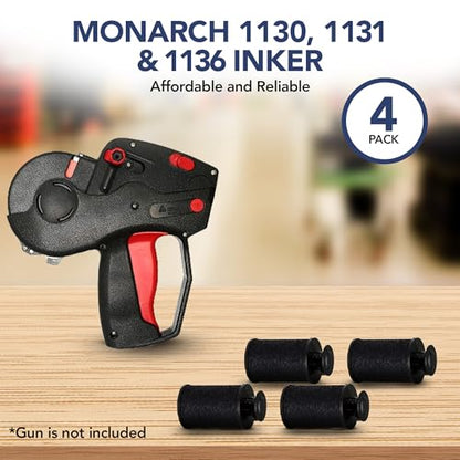Perco Ink Roll for Monarch 1130, 1131 and 1136 Price and Date Guns - Pack of 4 Replacement Inkers for Monarch 1130, 1131 and 1136 Labelers - Easy to Load, Premium, Clear & Bold Prints - Made in USA - size: 4 Pack