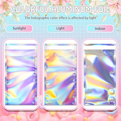 FUNFERY 4.7x7 in Holographic Mylar Poly Mailers Self Sealing Adhesive Bag - color: Holographic Self Adhesive-50P, size: 4.7x7 inch