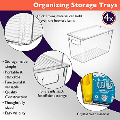 ClearSpace Plastic Storage Bins with Lids for Pantry & Fridge, 4 Pack - size: 4 Pack