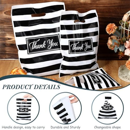 Jeyiour 300 Pcs Thank You Plastic Bags with Handles for business,Stripe - style: Stripe