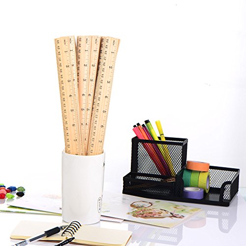 eBoot 12 Pack Wood Rulers Dual Scale Student School Ruler 12 Inch/30 cm