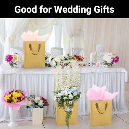 EUSOAR Gold Paper Gift Bags with Handles, 25pcs 9.8"x5.1"x12.6", Wedding, Birthday, Valentine's Day, Gift Wrap Bags - color: Gold, size: 1 Count (Pack of 25)