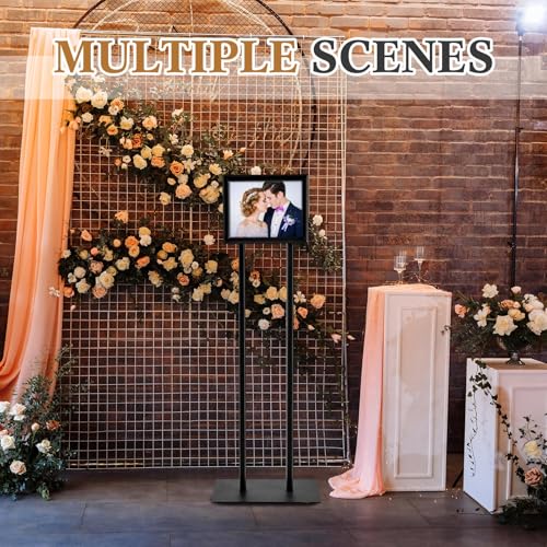 Floor Standing Sign Holder Menu Stand Metal Pedestal Poster Board Stand 8.5 x 11 Inch Advertisement Display Aluminum Snap Open Frame for Outdoor Restaurant Cafe Hotel, Black