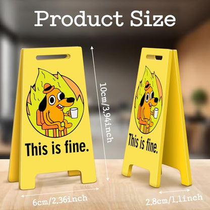 Funny Office Desk Accessories Memes Decor This is Fine Dog Acrylic Mini Floor Sign Funny Cute Gag Office Decorations Gifts for Work Women - style: THIS IS FINE DOG