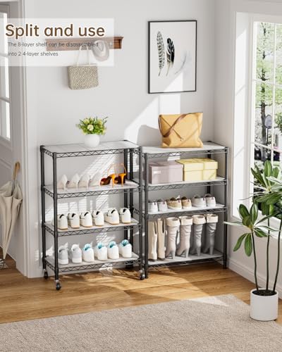 Golpart 8Tier Adjustable Storage Shelves Metal Wire Shelving Standing Shelf - color: Black, size: 8-tier-12"Dx22"Wx72"H