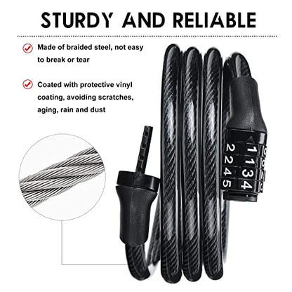 Hotop 10Pcs 4 Ft Bike Lock Cable Combination,Preset Bike Lock High Security - size: 4 Feet