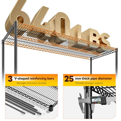 REIBII 6-Tier Heavy Duty Wire Shelving Unit, 3840LBS Storage Shelf Rack - size: 83"H x 55.5"W x 18"D