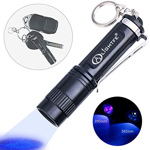 Black light UV Light Keychain Flashlight with High Power UV 395nm LED Source High Power and Strong Beam for Pet Urine Detector Light, UV Glue Curing,Professional Art Repairing… - color: Uv101a