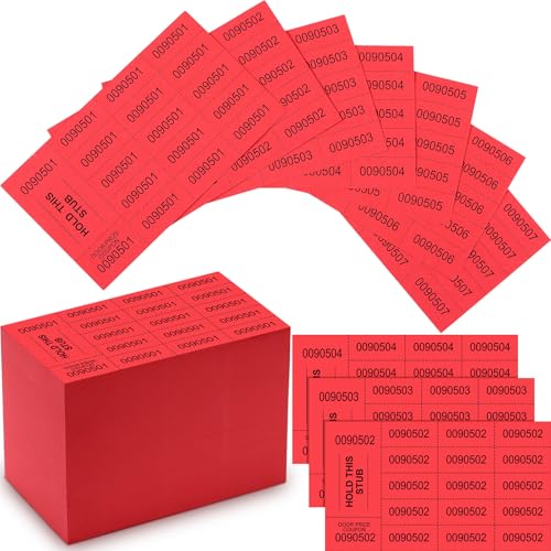 Kosiz 1000 Sheet 15 Bid Raffle Ticket Sheet Bulk Red Chinese Auction Ticket - color: Red, size: 15 Bid