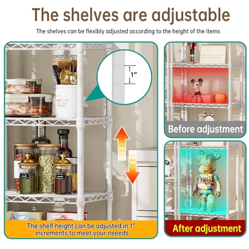 Golpart 6Tier Adjustable Storage Shelves Metal Wire Shelving Standing Shelf - color: White, size: 6-tier-10"Dx16"Wx63"H