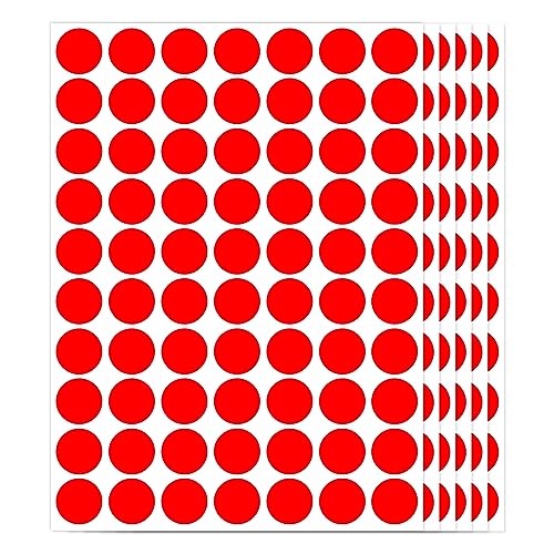 1400 PCS Red Circle Dot Stickers 3/4" Round Coding Label - color: Red