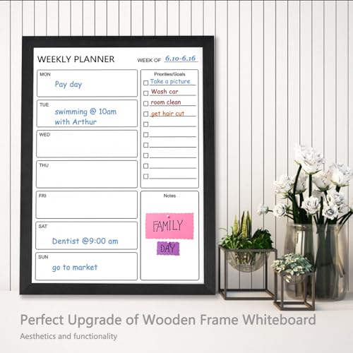 Dry Erase White Board Weekly Calendar Board,17.7“x23.6,Black - color: Black, size: 18"W x 24"H