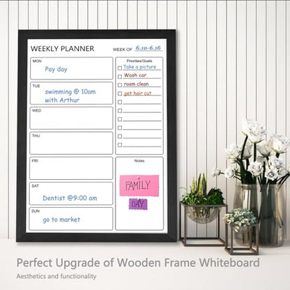 Dry Erase White Board Weekly Calendar Board,17.7“x23.6,Black - color: Black, size: 18"W x 24"H