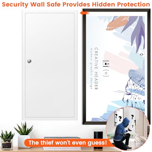 29.53" Tall White Wall Safes Between 16" Studs | 33% Larger Capacity & Lock - color: White, size: 29.53" Tall