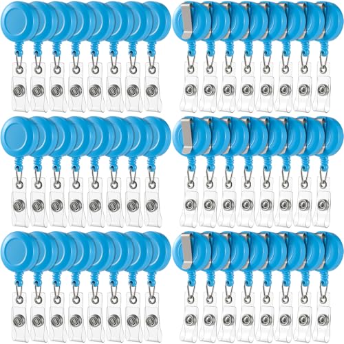 Zonon 100 Pcs Retractable Badge Reel Clip ID Card Holder,Light Blue - color: Light Blue