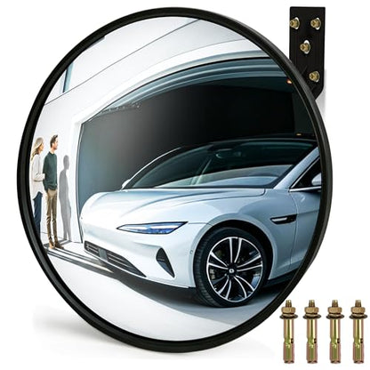 Shatterproof Anti Theft Acrylic Convex Mirror with LifetimeWarranty, 16 Inch Safety Mirror Wide Angle Blind Spot Mirror with Wall Mount Kit for Garage Driveway Indoor Outdoor - size: 16" Acrylic