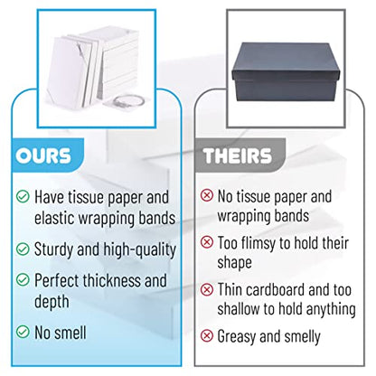 MPFY- White Shirt Gift Wrap Boxes with Tissue Paper and Wrapping Band,10 Pack, White, 15”x9.5"x2", Christmas Gift Boxes with Lids
