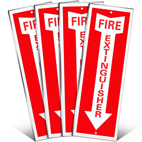 Tondiamo 4 Pack Fire Extinguisher Signs 4 x 12 Inch, Aluminum - size: 4 x 12 Inch
