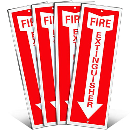Tondiamo 4 Pack Fire Extinguisher Signs 4 x 12 Inch, Aluminum - size: 4 x 12 Inch