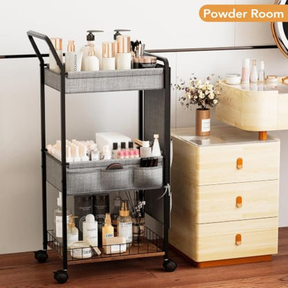 BBLIKE Diaper Caddy Organizer, Baby Cart with Basket and Side Pockets - style: Basket-Grey