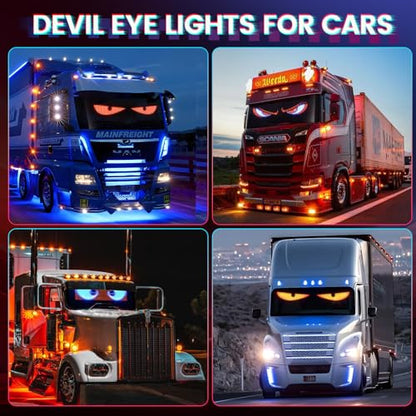 Kjoy Devil Eyes LED Light for Truck, 23.6''x4.7'' Flexible LED Display for Car Window, Digital Scrolling Programmable Sign, Dynamic Personalized Big Eye Lights for Truck Windshield - size: 23.6"x4.7"-1PCS