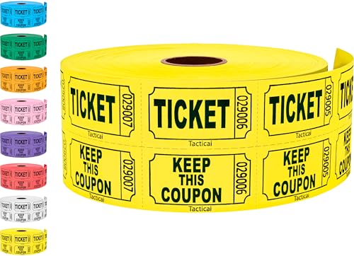 Tacticai 1000 Raffle Tickets, 50/50 Double Roll, Yellow - color: A - Double Roll - 1,000 Tickets - Keep - Yellow