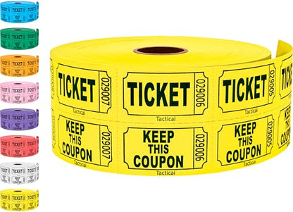 Tacticai 1000 Raffle Tickets, 50/50 Double Roll, Yellow - color: A - Double Roll - 1,000 Tickets - Keep - Yellow