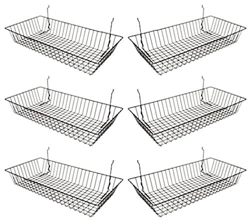 Econoco Black Wire Basket for Pegboard, Slatwall or Gridwall, 6 Pack - color: Black Finish