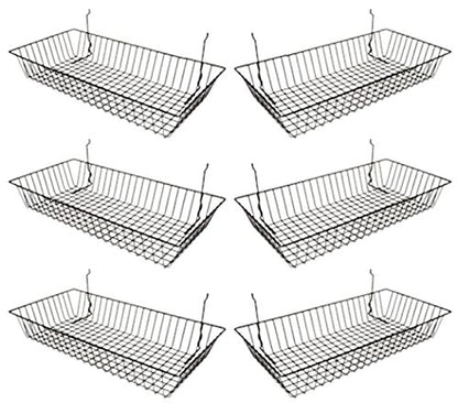 Econoco Black Wire Basket for Pegboard, Slatwall or Gridwall, 6 Pack - color: Black Finish