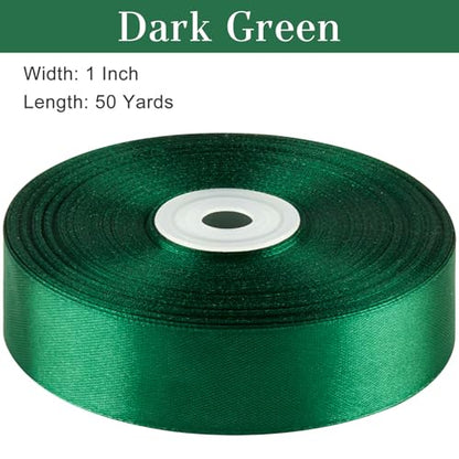 Dark Green Satin Ribbon, 1 Inch, 50 Yards - color: dark green