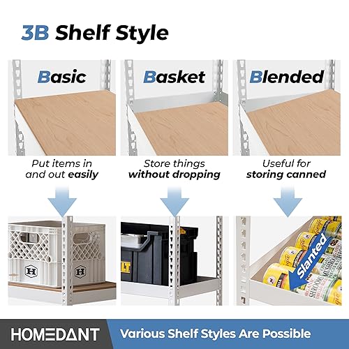 HOMEDANT White 28" W 5 Tier Storage Shelves Garage Shelving Unit Metal - color: White, size: 28"W x 12.3"D