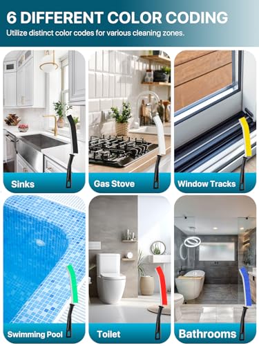 6Pcs Hard Bristle Crevice Cleaning Brush, Multifunctional Premium Crevice Cleaning Tool, Designed for Cleaning Narrow Spaces, Suitable for Toilet, Faucets,Kitchen,Grout, KOSPRIE