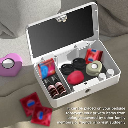 Biometric Fingerprint Storage Box,AICase Portable Cash Jewelry Security Case Lock Box Safe,Combination Lock for Car, Home,Office Travel White - color: White