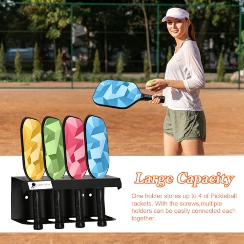 Pickleball Racket Ball Holder Holds 4/12 Paddles Pickleball Storage Rack with Label to Track Next Up Players Pickleball Paddle Holders To Fence Wall Hanging Storage Outdoor Not Include Paddles (1)