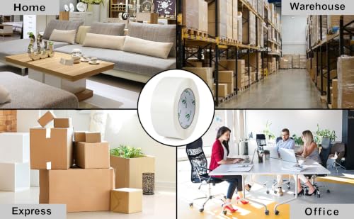 BOMEI PACK Packing Tape, 6 Rolls Heavy Duty White Packaging Tape for Shipping Packaging Moving Sealing, 1.88 inches Wide, 110 Yards Per Roll, Total 660 Yards with 1 Dispenser - color: White