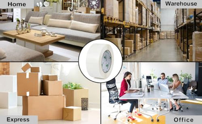 BOMEI PACK Packing Tape, 6 Rolls Heavy Duty White Packaging Tape for Shipping Packaging Moving Sealing, 1.88 inches Wide, 110 Yards Per Roll, Total 660 Yards with 1 Dispenser - color: White