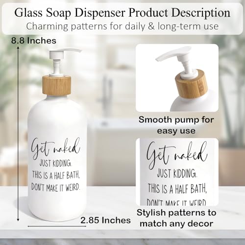Get Naked Bathroom Decor Glass Soap Dispenser, Funny Hand Soap Dispenser for Bathroom, Sarcastic Humor Refillable Handsoap Pump Bottle for Washroom Restroom Countertop