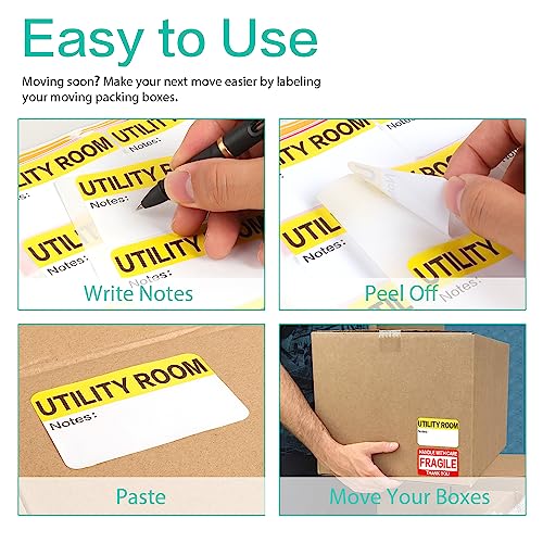 Moving Packing Box Labels for 3-4 Bedroom, 20-Color Coded Moving Stickers